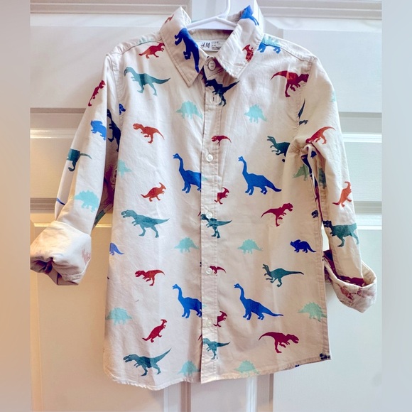 H&M Kids Dinosaur Print Shirt NWT Sz 7-8Y - Picture 2 of 6